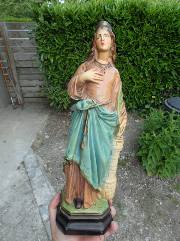 Antique ceramic chalk saint barbara Statue figurine