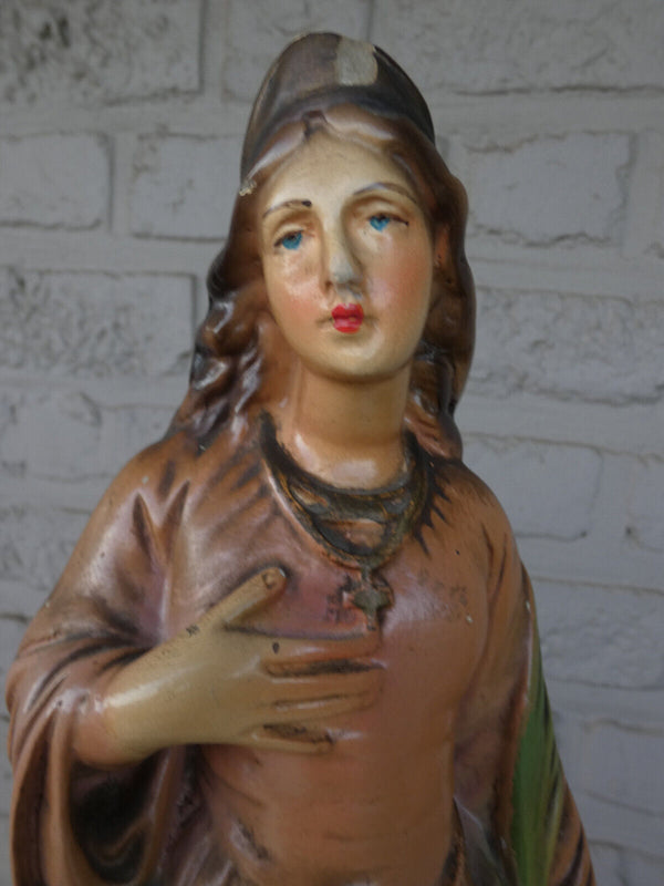 Antique ceramic chalk saint barbara Statue figurine