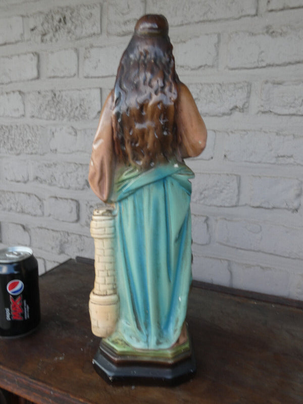 Antique ceramic chalk saint barbara Statue figurine