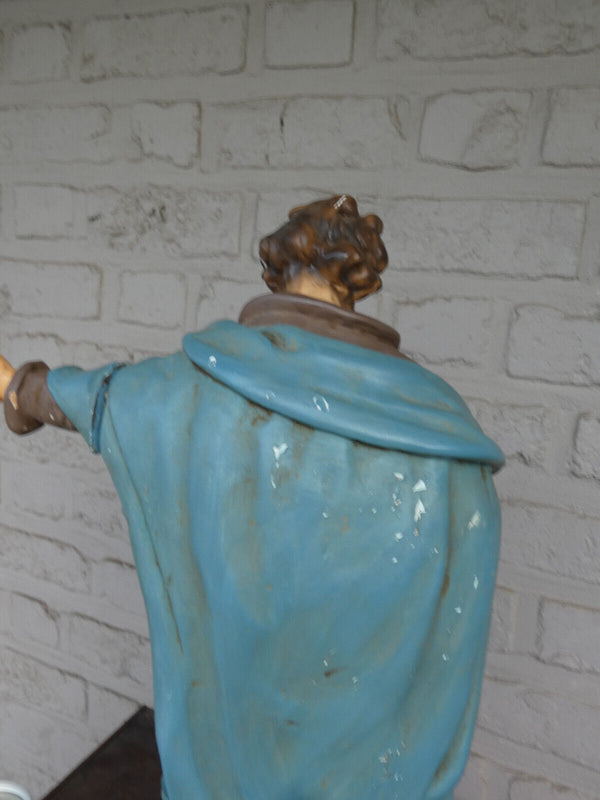 Antique French large Ceramic chalk Joseph van smakt Saint statue