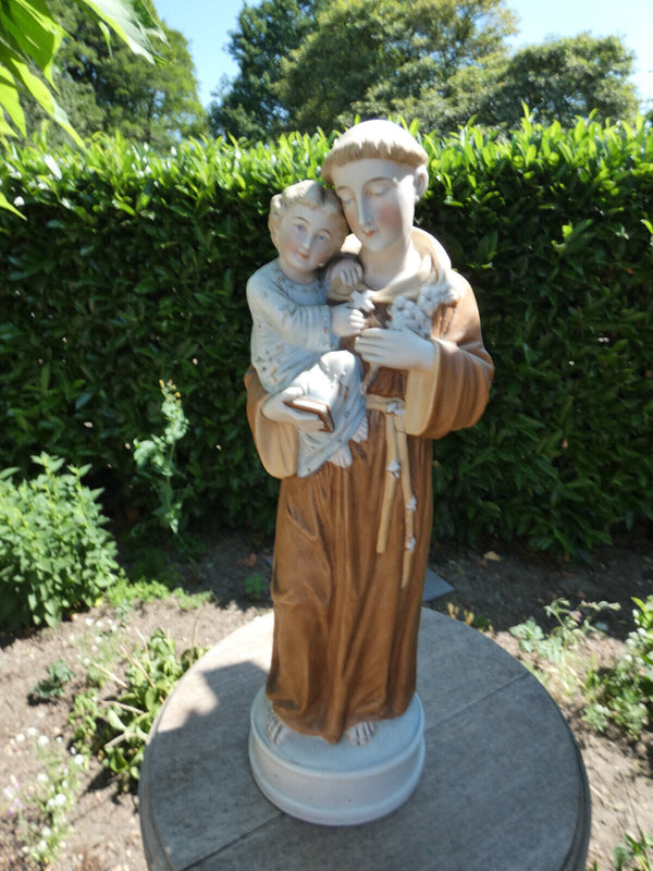 Antique German bisque porcelain saint anthony statue figurine religious