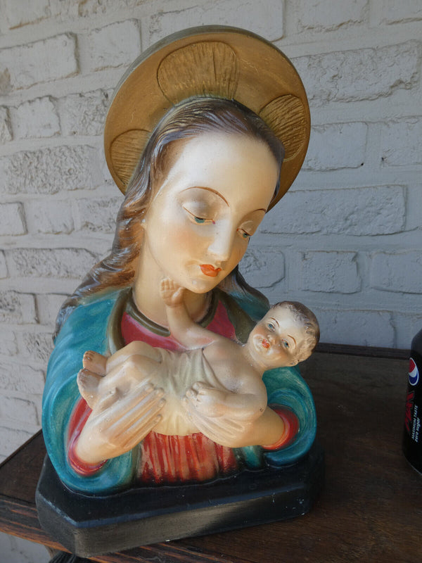 Antique Ceramic chalk madonna bust statue sculpture religious