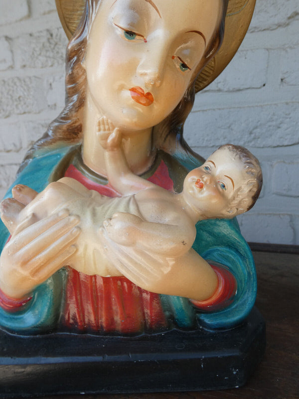 Antique Ceramic chalk madonna bust statue sculpture religious