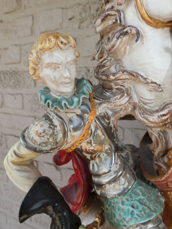 Pattarino School Saint George slaying Dragon terracotta statue figurine italy
