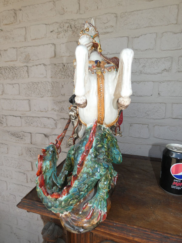 Pattarino School Saint George slaying Dragon terracotta statue figurine italy