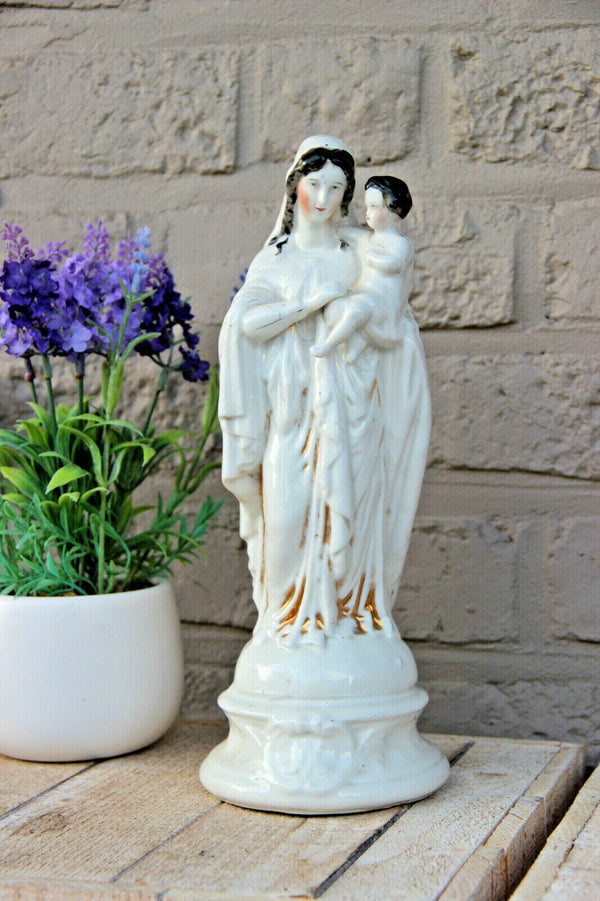 Antique vieux paris porcelain Madonna religious figurine