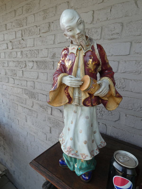 PAIR Italian PATTARINO school asian statue figurine terracotta 1950s