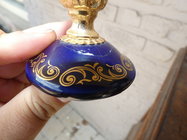 PAIR vintage cobalt blue porcelain Vases victorian decor