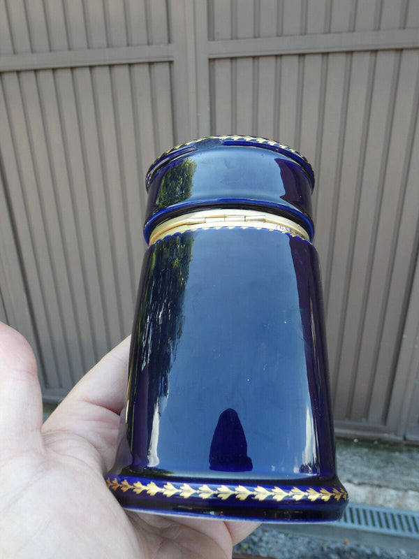 Vintage Limoges decor cobalt blue porcelain cigarettes case victorian