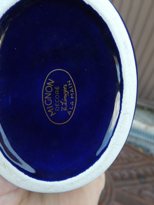 Vintage Limoges decor cobalt blue porcelain cigarettes case victorian