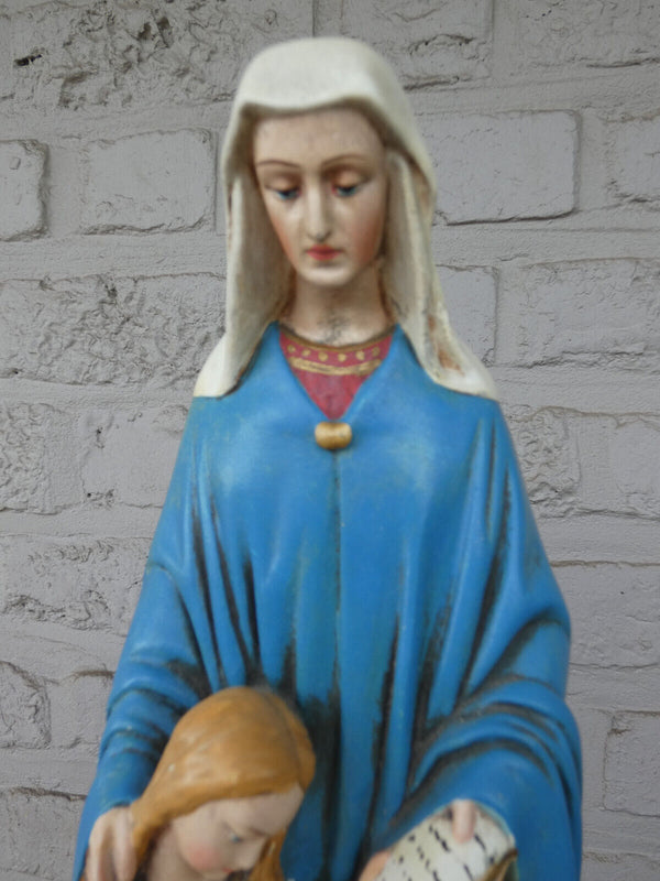 Antique chalk statue of saint anna with young mary