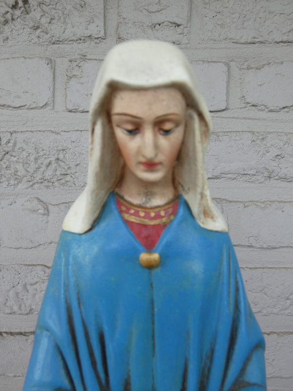 Antique chalk statue of saint anna with young mary