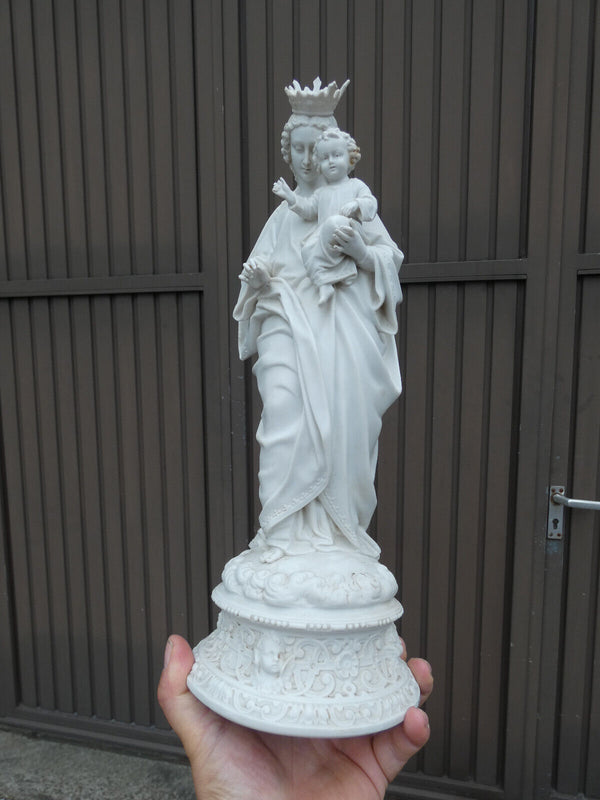 Antique German sax bisque porcelain large madonna child statue figurine angels