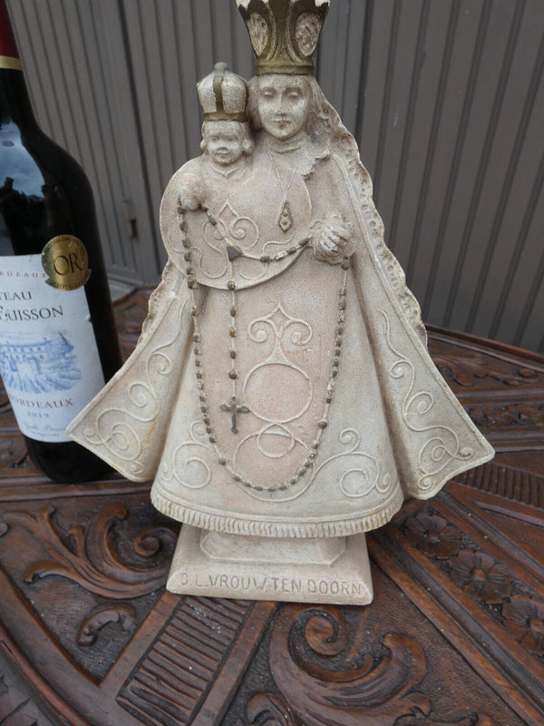 Antique Belgian Flanders Ceramic our lady ten DOORN EEKLO madonna statue