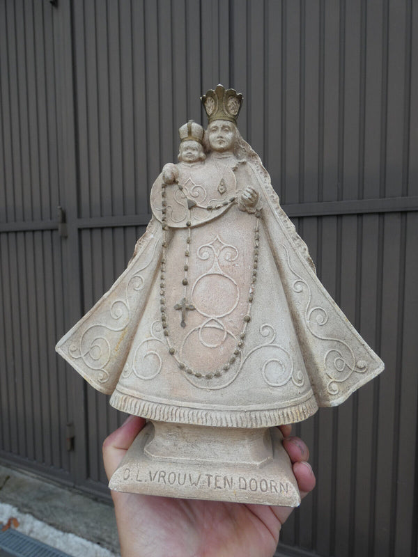 Antique Belgian Flanders Ceramic our lady ten DOORN EEKLO madonna statue