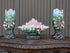 Antique set 3 Vases barbotine majolica relief floral decor mantel