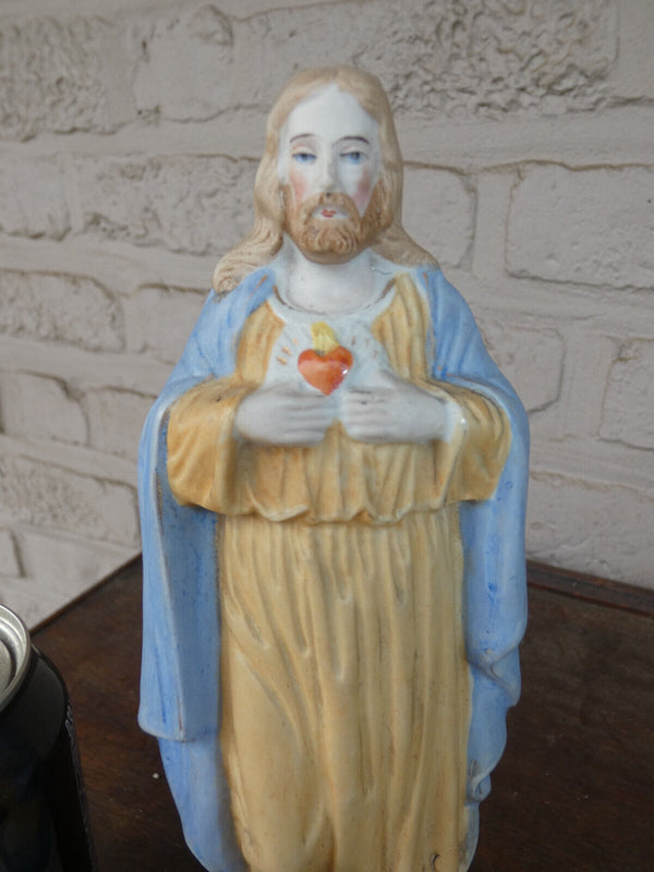 Vintage porcelain sacred heart jesus statue