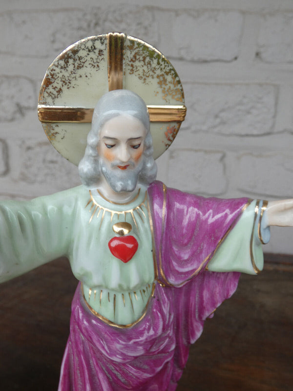 Vintage porcelain sacred heart jesus statue