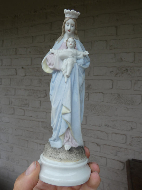 Antique vieux andenne bisque porcelain madonna statue