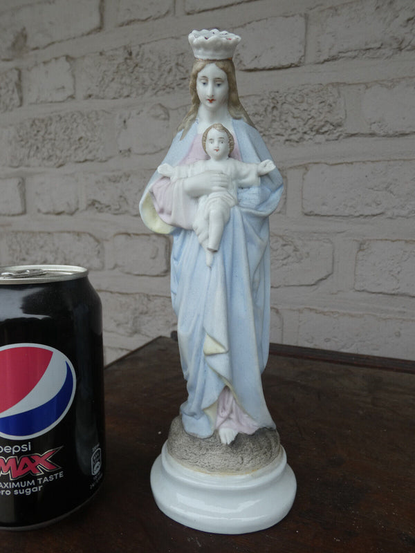 Antique vieux andenne bisque porcelain madonna statue