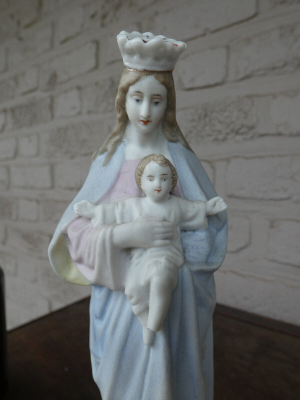 Antique vieux andenne bisque porcelain madonna statue