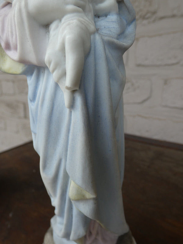 Antique vieux andenne bisque porcelain madonna statue