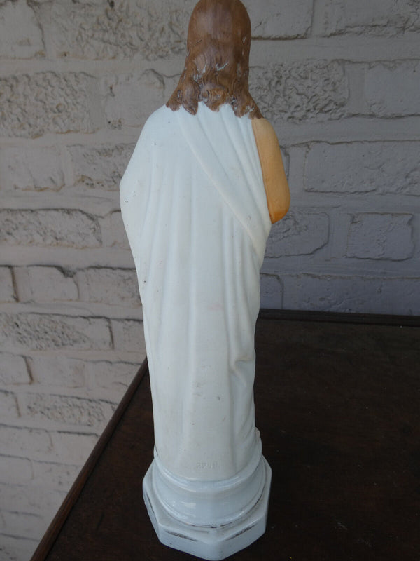 Antique french porcelain sacred heart jesus figurine statue