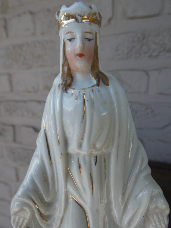 Antique french vieux paris porcelain madonna mary figurine statue