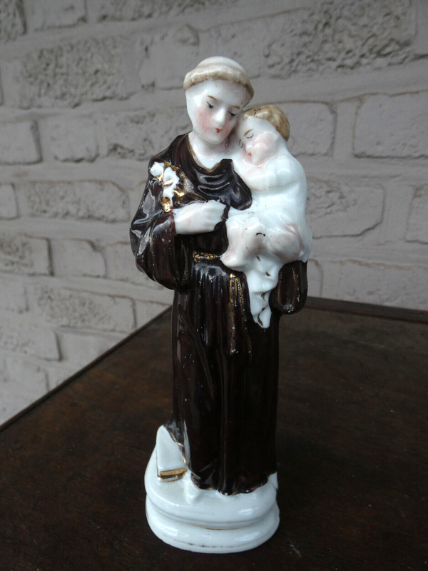 antique French saint anthony figurine statue porcelain