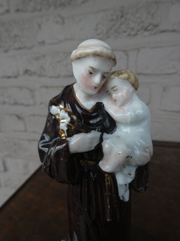 antique French saint anthony figurine statue porcelain