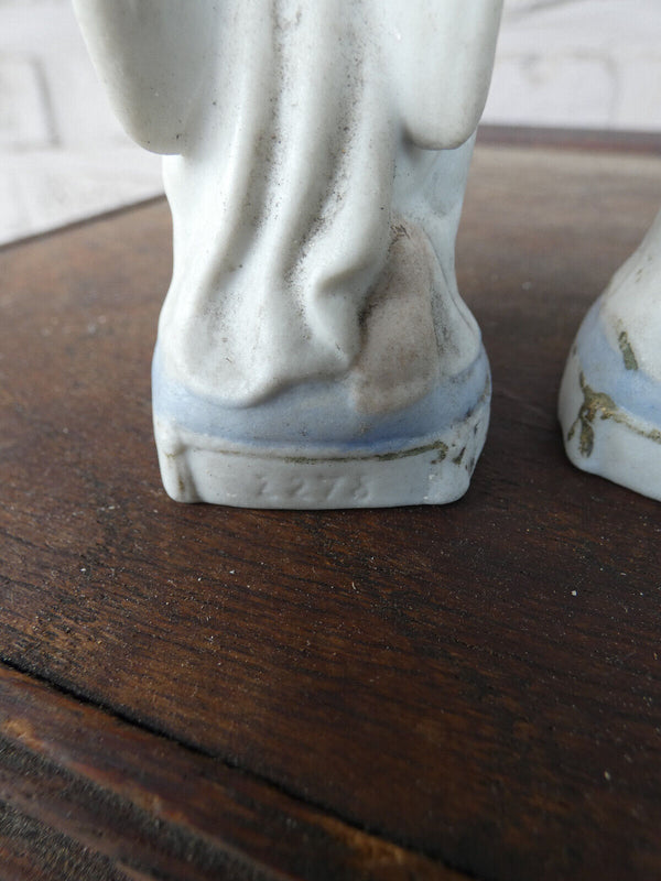 PAIR french small angel figurines religious porcelain