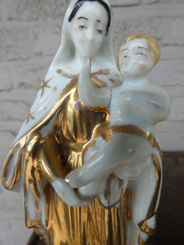 Antique french vieux paris porcelain madonna figurine statue 19thc