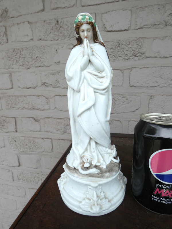 Antique french vieux paris porcelain madonna statue figurine religion