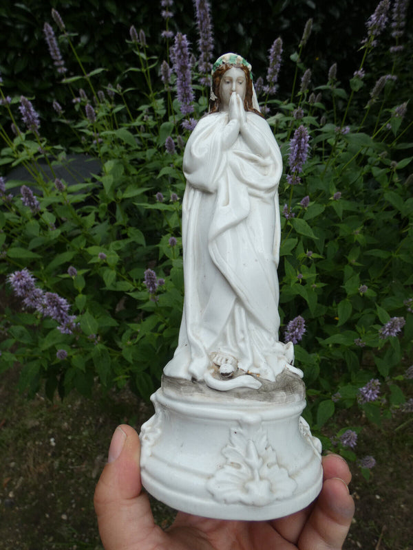 Antique french vieux paris porcelain madonna statue figurine religion