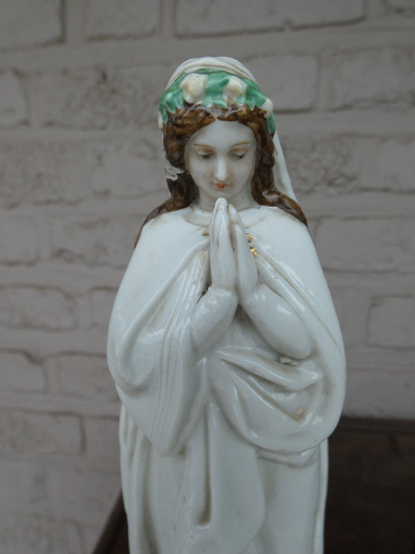 Antique french vieux paris porcelain madonna statue figurine religion