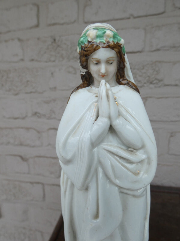 Antique french vieux paris porcelain madonna statue figurine religion