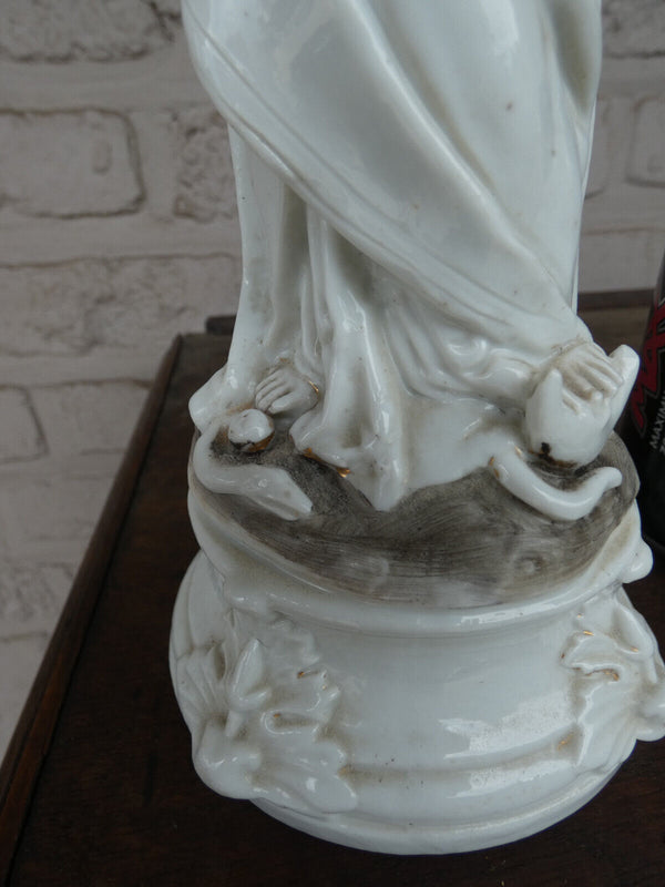 Antique french vieux paris porcelain madonna statue figurine religion