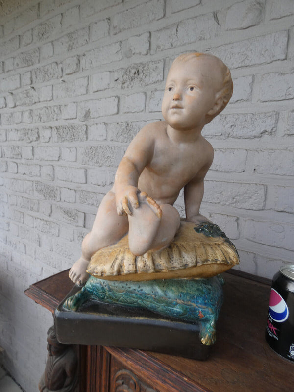 Antique flemish ceramic chalk statue of a baby jesus figurine statue sculpture