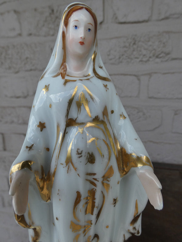 Antique french vieux paris porcelain madonna figurine statue 19thc