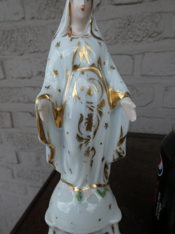 Antique french vieux paris porcelain madonna figurine statue 19thc