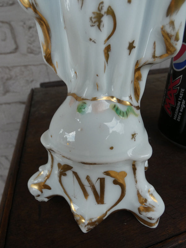 Antique french vieux paris porcelain madonna figurine statue 19thc