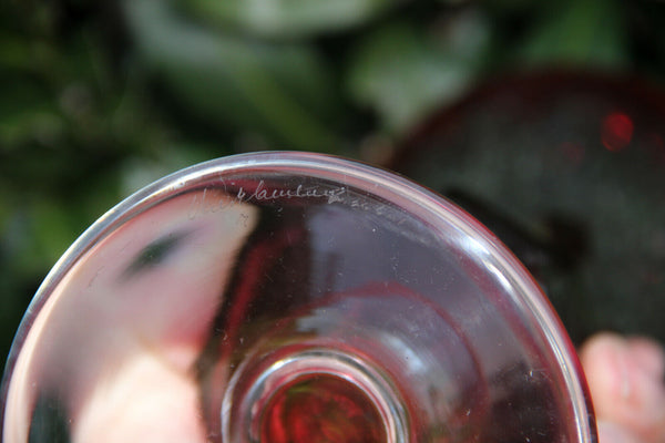 VAL SAINT LAMBERT Crystal glass ruby red cut Vase marked 1950s