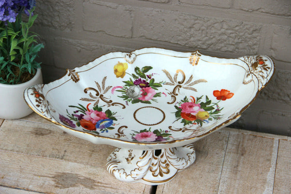 Antique French vieux paris porcelain Centerpiece bowl fruit hand paint flowers