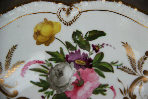 Antique French vieux paris porcelain Centerpiece bowl fruit hand paint flowers