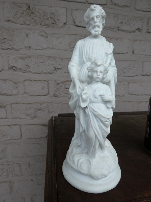 antique french bisque porcelain saint joseph figurine statue