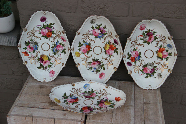 Set 4 Antique French vieux paris porcelain presentation trays plate  table