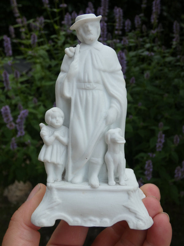 antique french bisque porcelain saint roch statue figurine