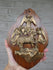 Antique bronze wood plaque holy water font angels agnus dei rare