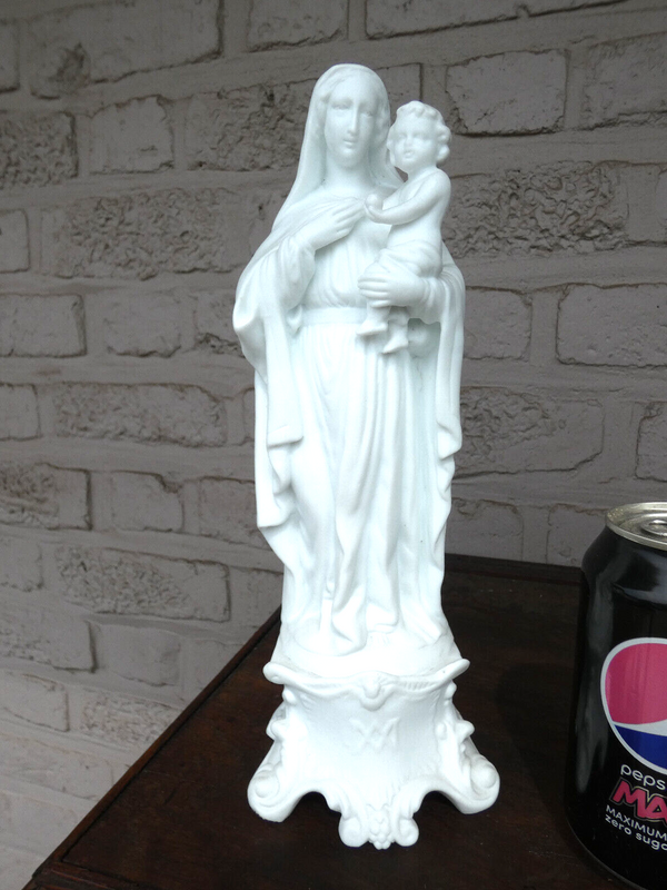 antique french bisque porcelain MAdonna statue figurine religious