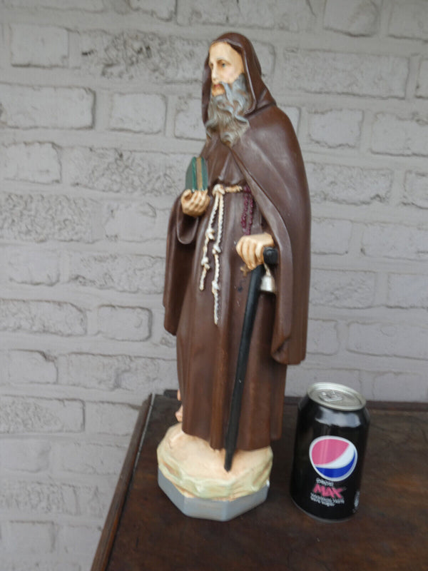 Antique french large saint anthony abt with pig statue sculpture ceramic